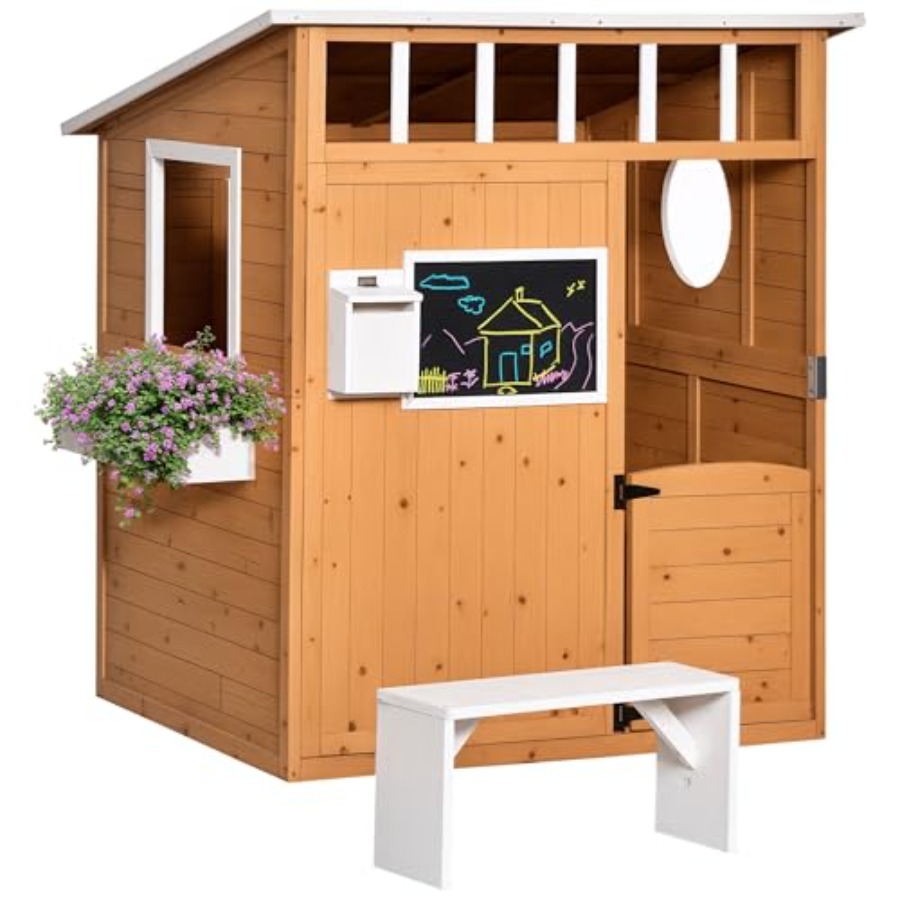Kids Outdoor Wooden Playhouse - Outdoor Wooden Playhouse For Kids With
