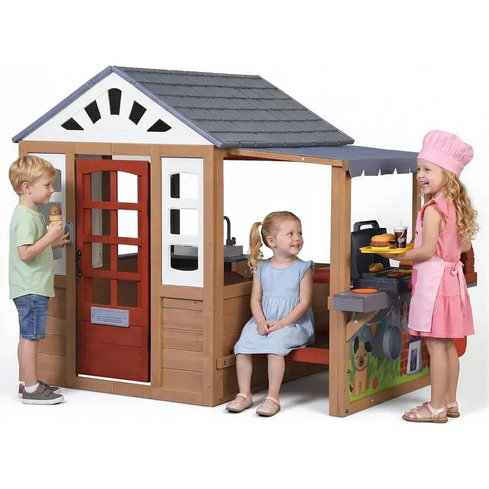 Kids Outdoor Wooden Playhouse - Kids Outdoor Wooden Playhouse, CeWooden Play
