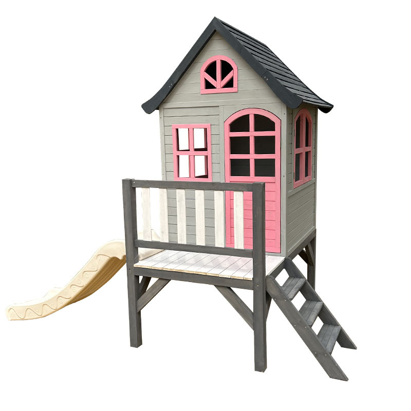Kids Outdoor Wooden Playhouse - Kids log house, tree , outdoor