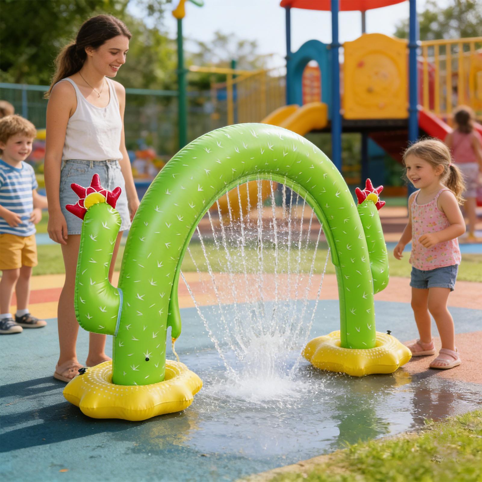 Kids Outdoor Tunnel - Inflatable Cactus Sprinkler for Kids Outdoor