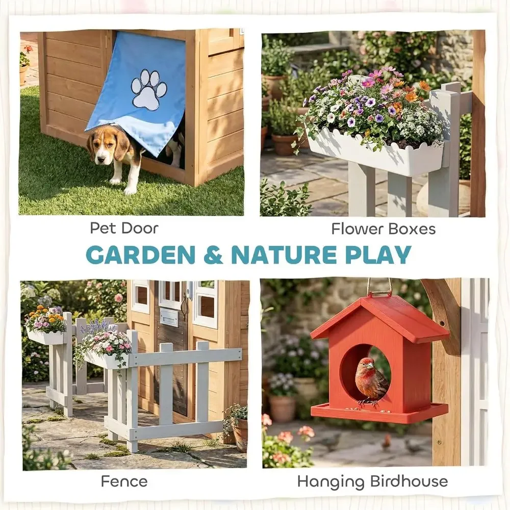 Qaba Outdoor Playhouse with Pe - огляд і ціна Kids Outdoor Wooden Playhouse