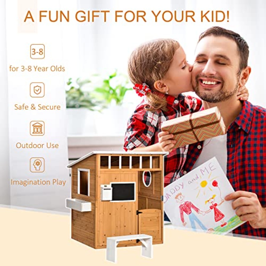 Outdoor Wooden Playhouse For K - огляд і ціна Kids Outdoor Wooden Playhouse
