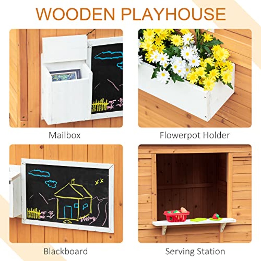 Outdoor Wooden Playhouse For K - огляд і ціна Kids Outdoor Wooden Playhouse