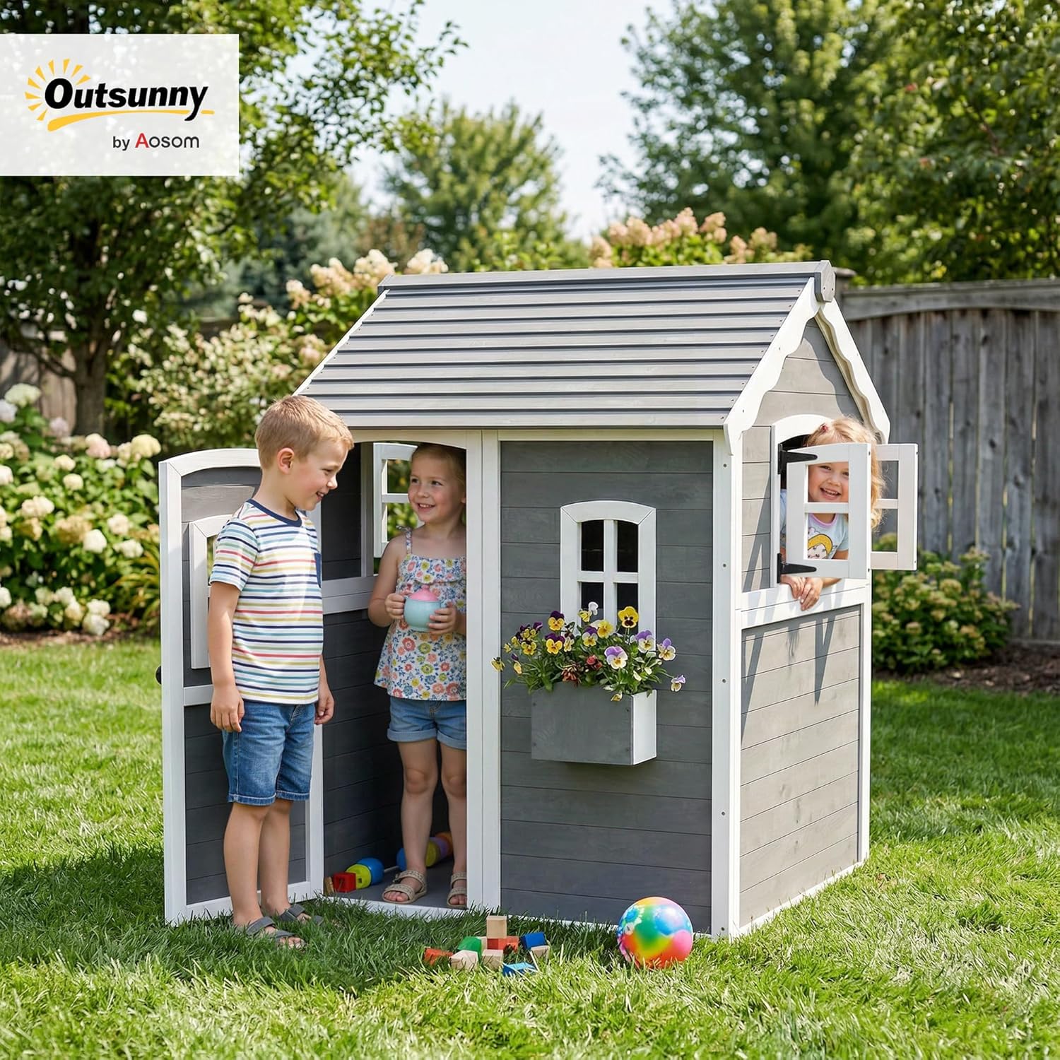 #Wooden Outdoor Playhouse with - огляд і ціна Kids Outdoor Wooden Playhouse