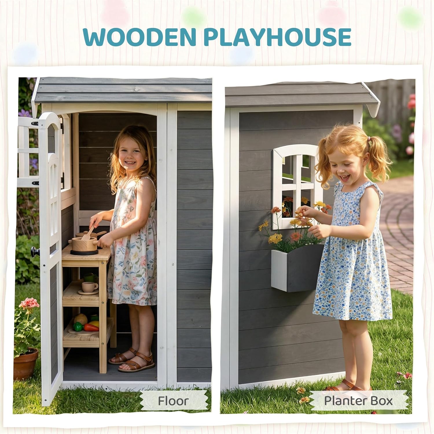 #Wooden Outdoor Playhouse with - огляд і ціна Kids Outdoor Wooden Playhouse