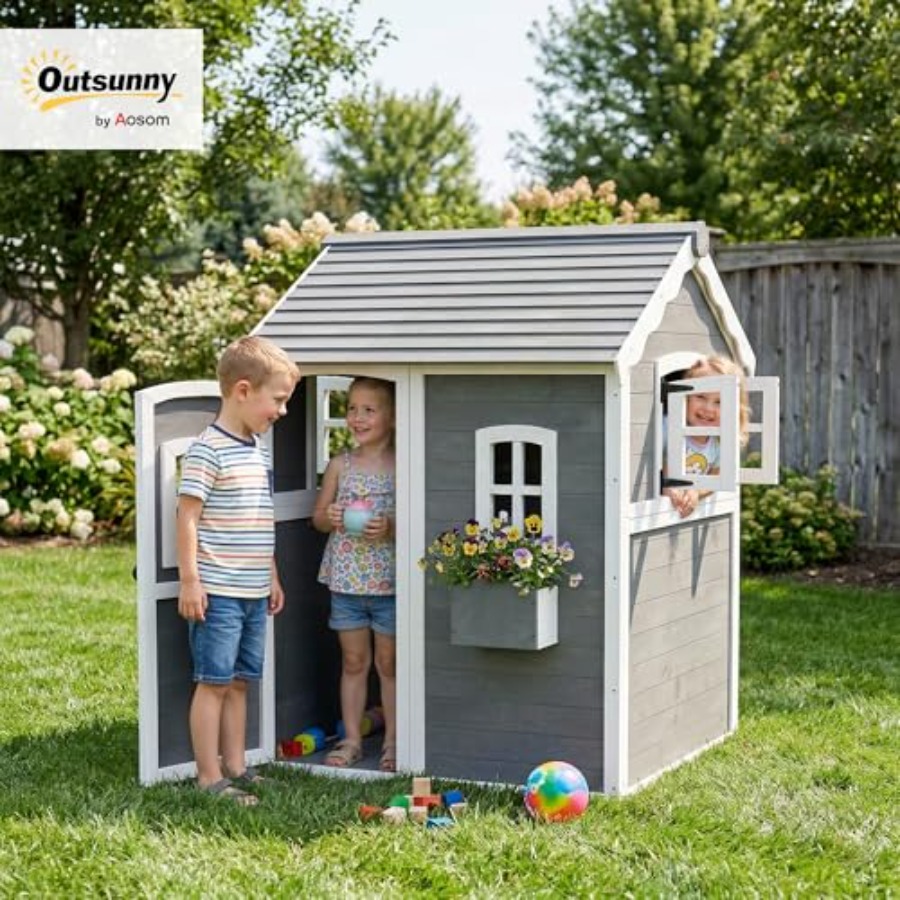 Outdoor wooden playhouse for k - огляд і ціна Kids Outdoor Wooden Playhouse