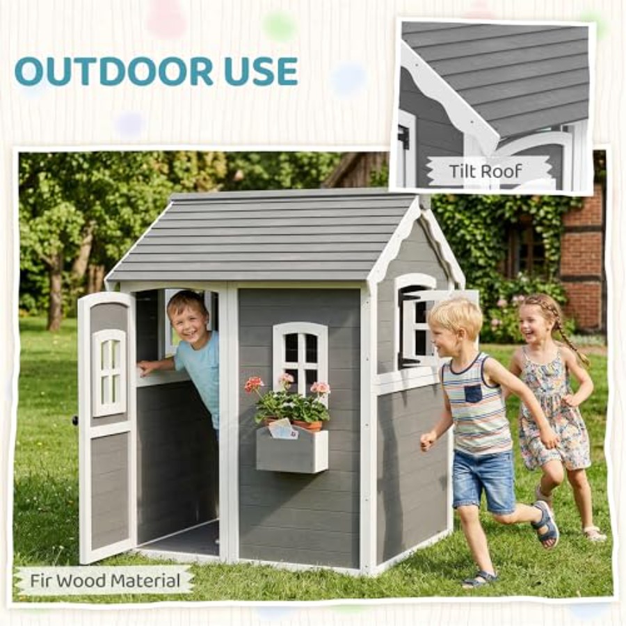 Outdoor wooden playhouse for k - огляд і ціна Kids Outdoor Wooden Playhouse