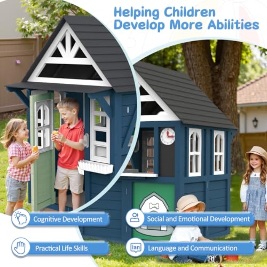 Outdoor kids playhouse: wooden - огляд і ціна Kids Outdoor Wooden Playhouse