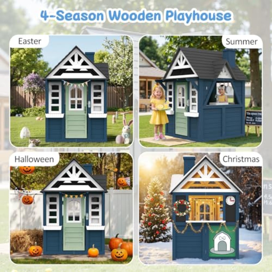 Outdoor kids playhouse: wooden - огляд і ціна Kids Outdoor Wooden Playhouse