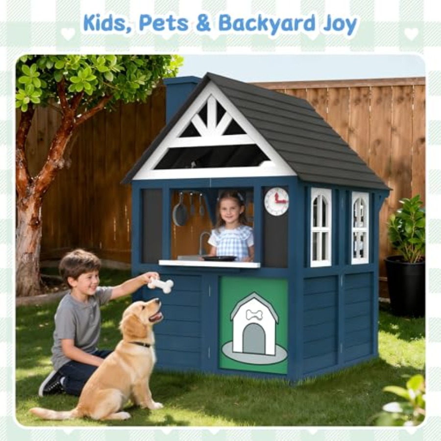 Outdoor kids playhouse: wooden - огляд і ціна Kids Outdoor Wooden Playhouse