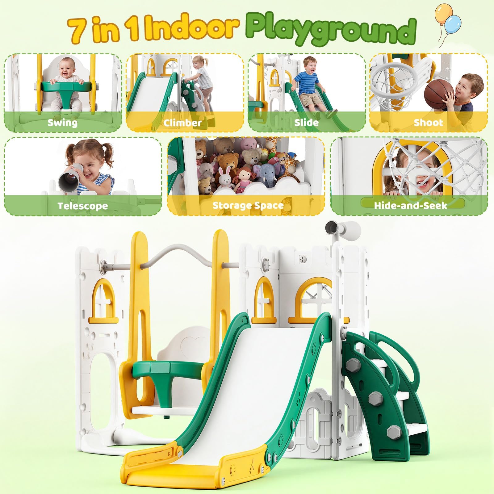 7 in 1 Toddler Slide And Swing - огляд і ціна Kids Outdoor Climber