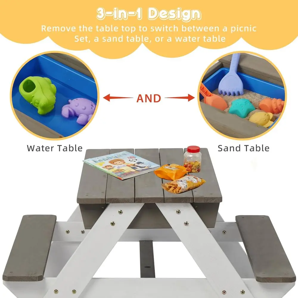 Convertible 3-in-1 Wooden Picn - огляд і ціна Kids Outdoor Water Play Table