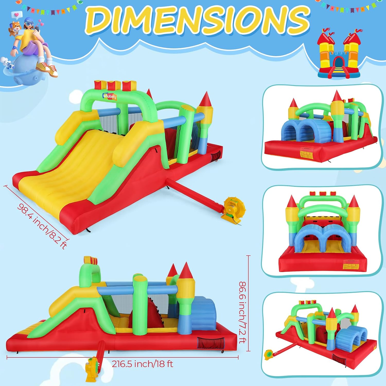 KF Inflatable Obstacle Course  - огляд і ціна Kids Outdoor Tunnel