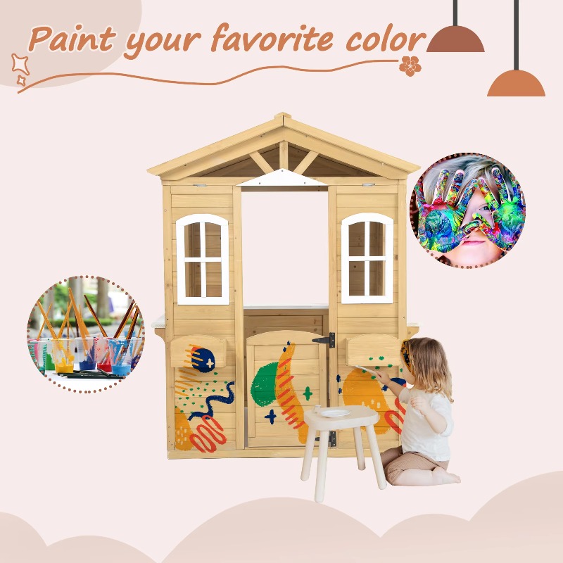 Modern Classic Solid Wood Play - огляд і ціна Kids Outdoor Wooden Playhouse