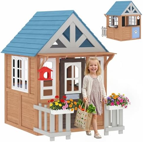Outdoor Playhouse with Pet Doo - огляд і ціна Kids Outdoor Wooden Playhouse