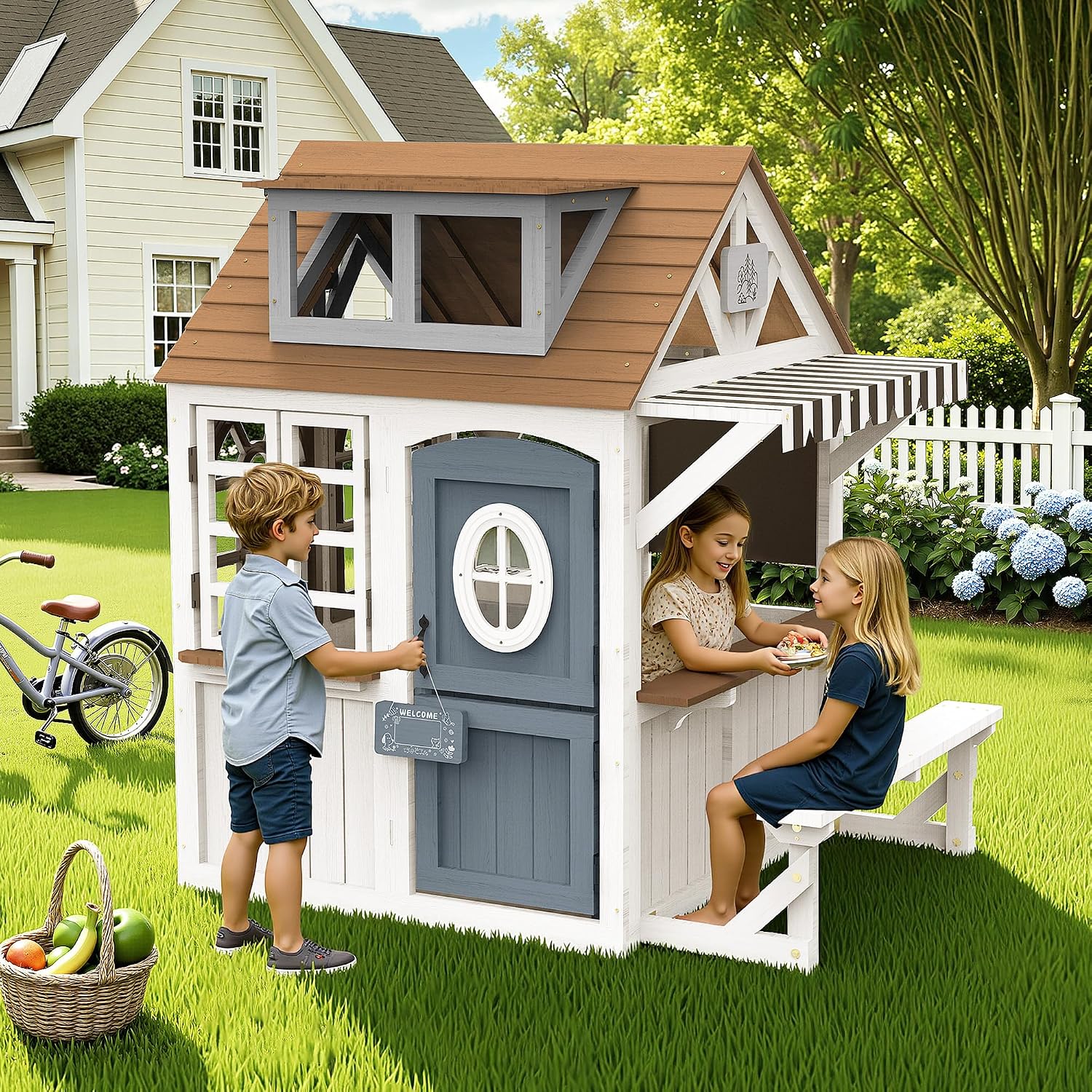 Albott Kids Outdoor Wooden Pla - огляд і ціна Kids Outdoor Wooden Playhouse