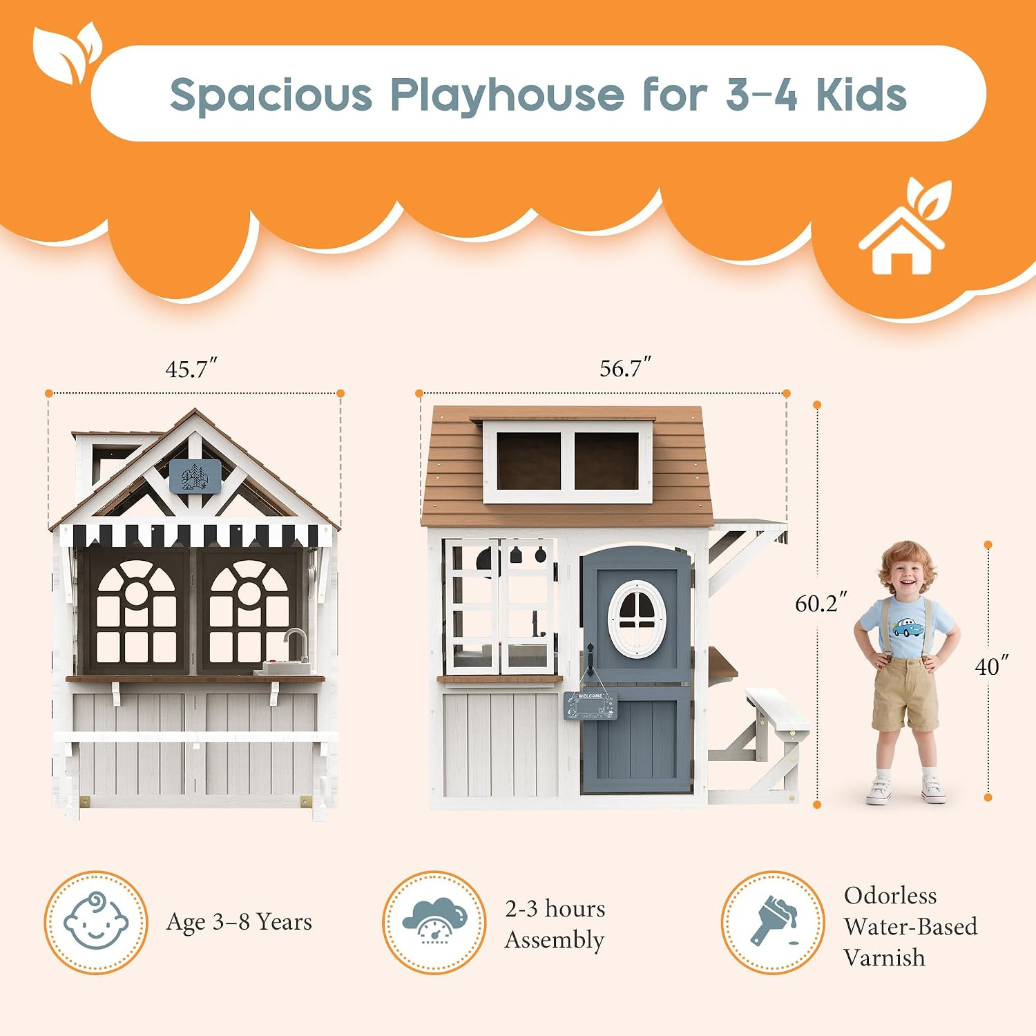 Albott Kids Outdoor Wooden Pla - огляд і ціна Kids Outdoor Wooden Playhouse