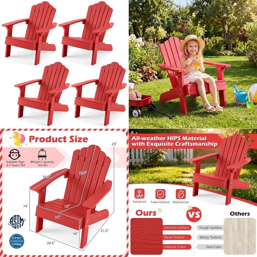 Kids Adirondack Chair, AllWeat - огляд і ціна Kids Outdoor Adirondack Chair