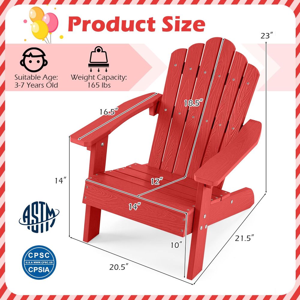 Kids Adirondack Chair, AllWeat - огляд і ціна Kids Outdoor Adirondack Chair