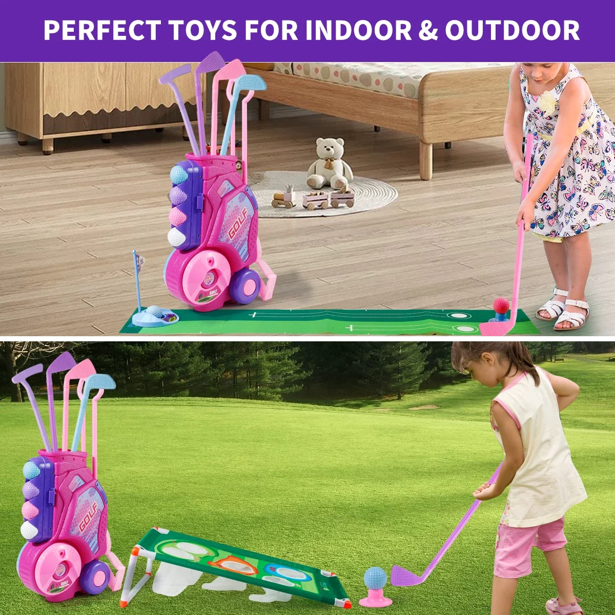 MQUDUO Kids Golf Club Set with - огляд і ціна Kids Indoor Outdoor Cart
